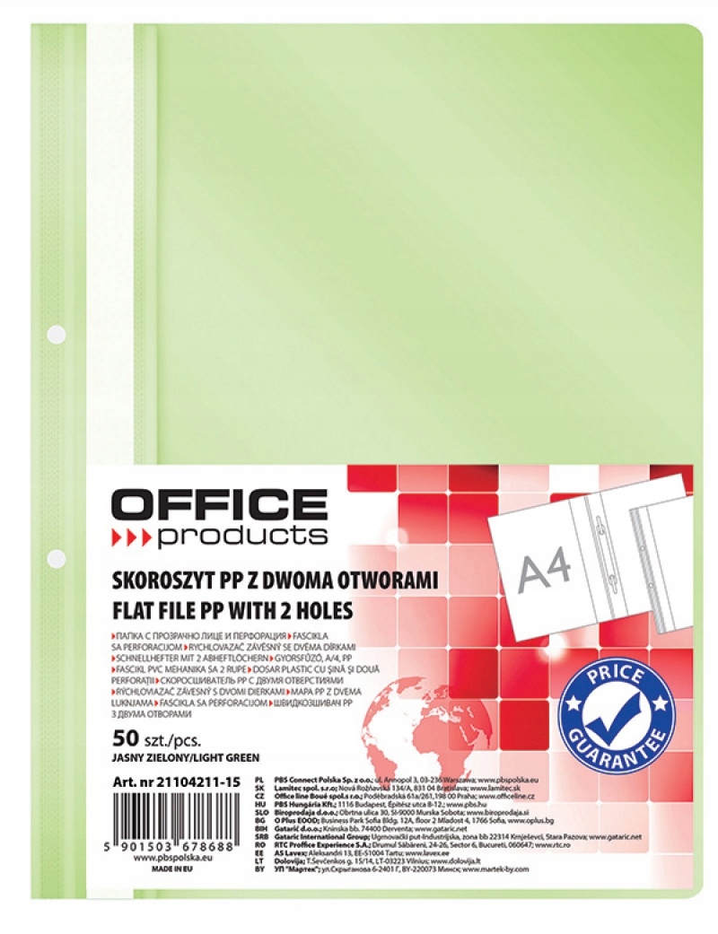 

Skoroszyt Pp A4 2 otwory wpinany 50szt