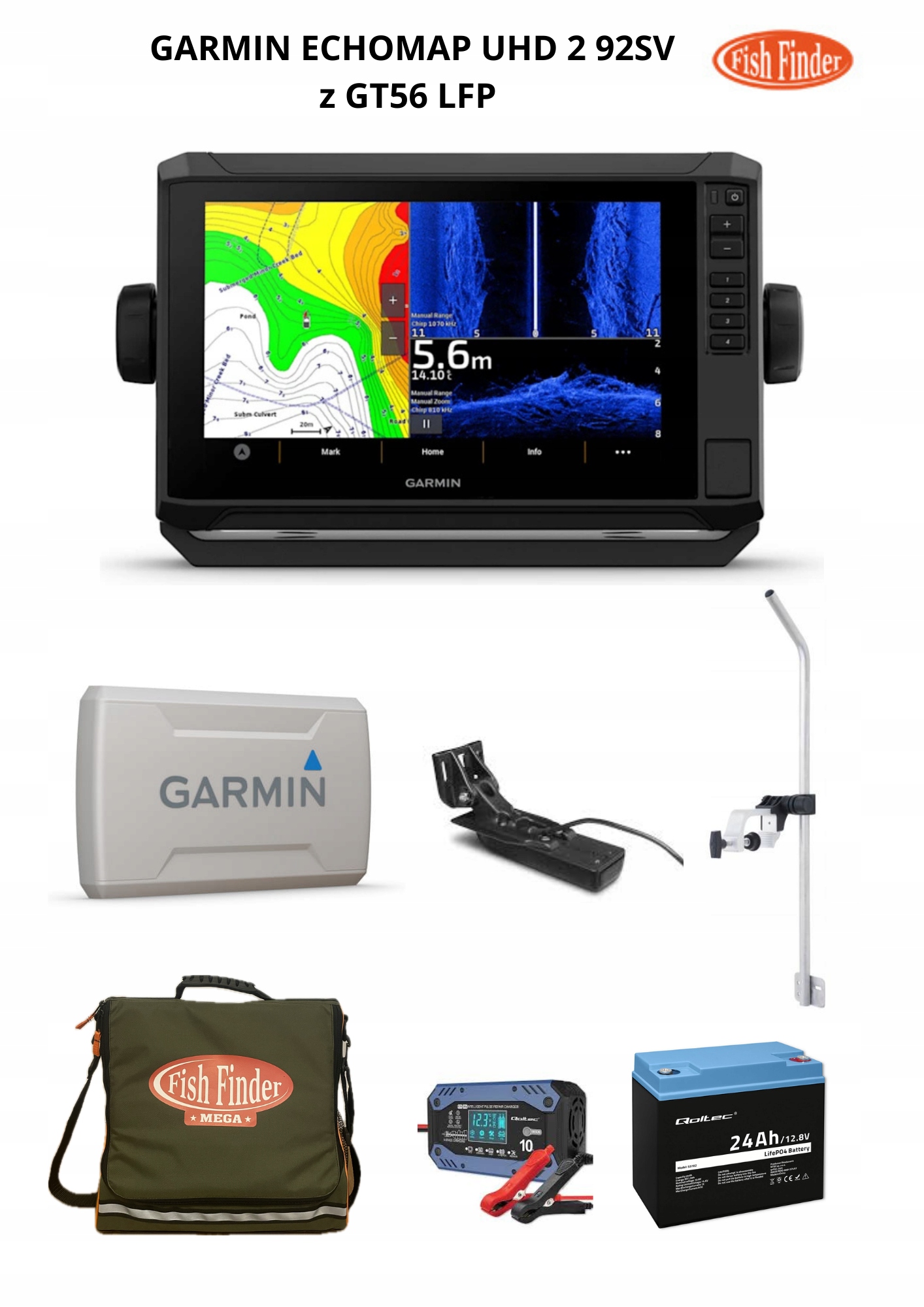 Garmin Echomap UHD2 92sv Z GT56 Zestaw Lfp
