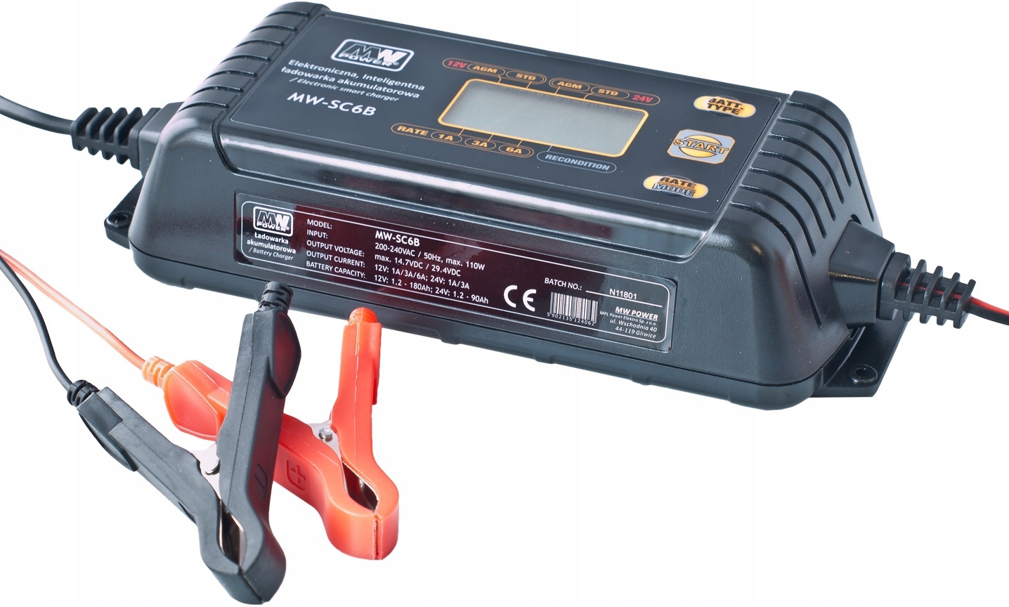 PROSTOWNIK SAMOCHODOWY DO AKUMULATORA 12V 24V 6A ŁADOWARKA AKUMULATOROWA