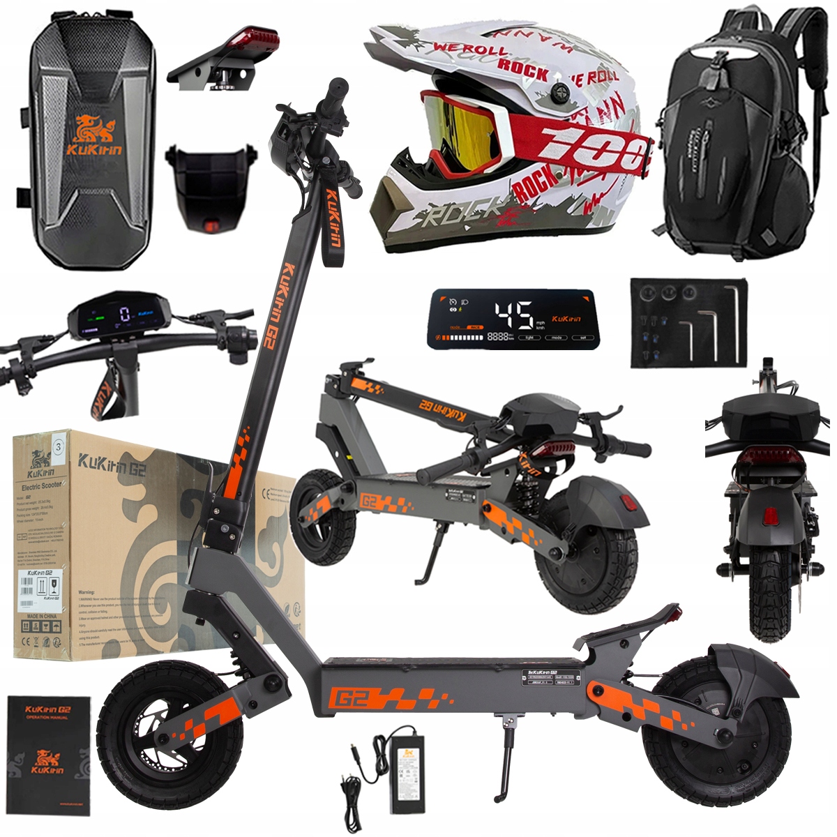 Kukirin G2 2026 Nové skládací elektrické vozidlo 1200W 45KM/H 15Ah 48V 10"