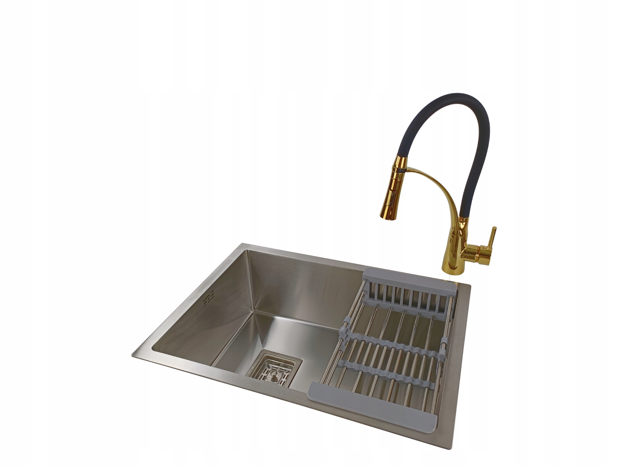 Ocelový jednokomorový dřez Inox kartáčovaný Sifonová baterie