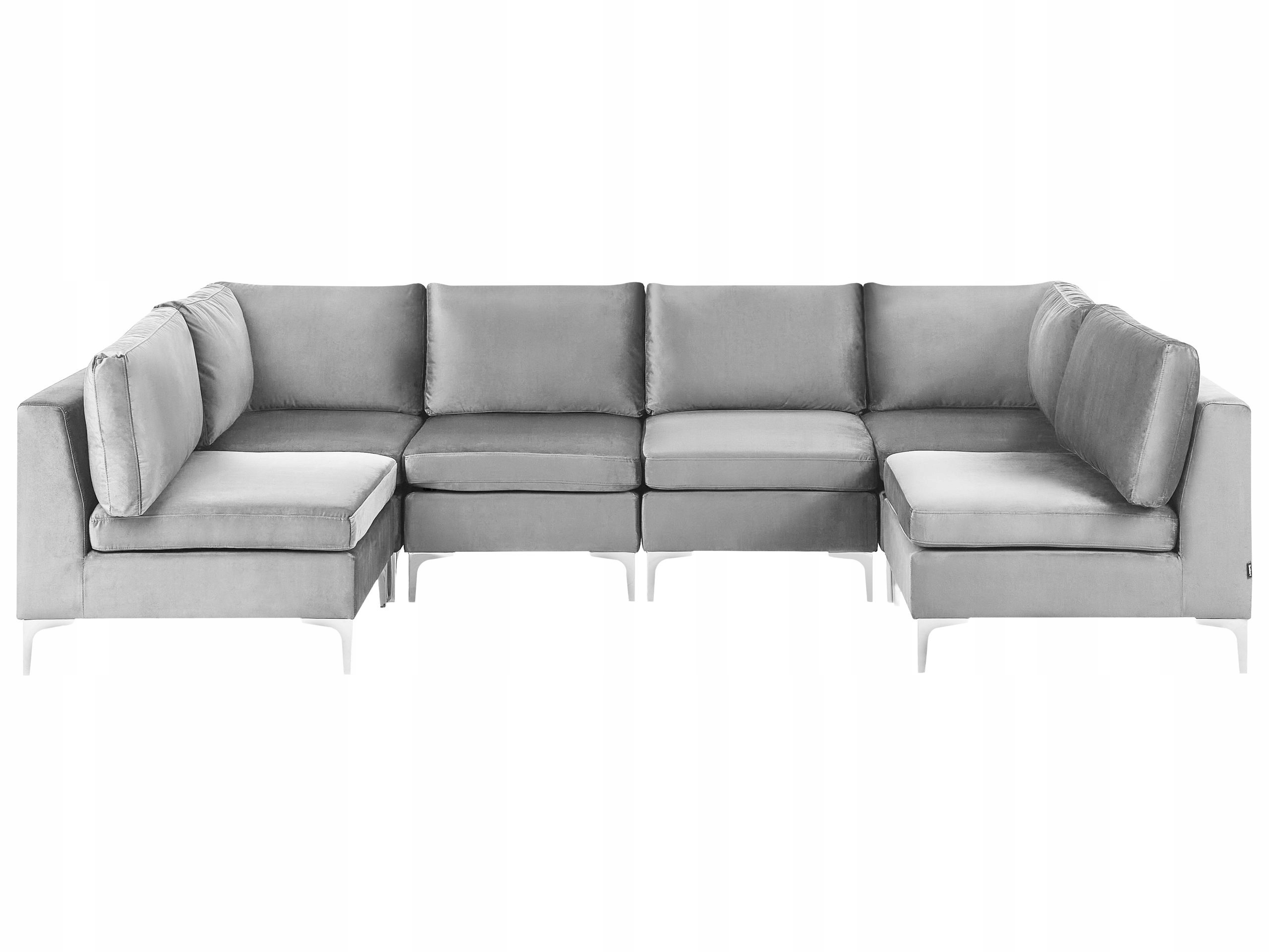 Sofa modułowa kształt U welurowa szara