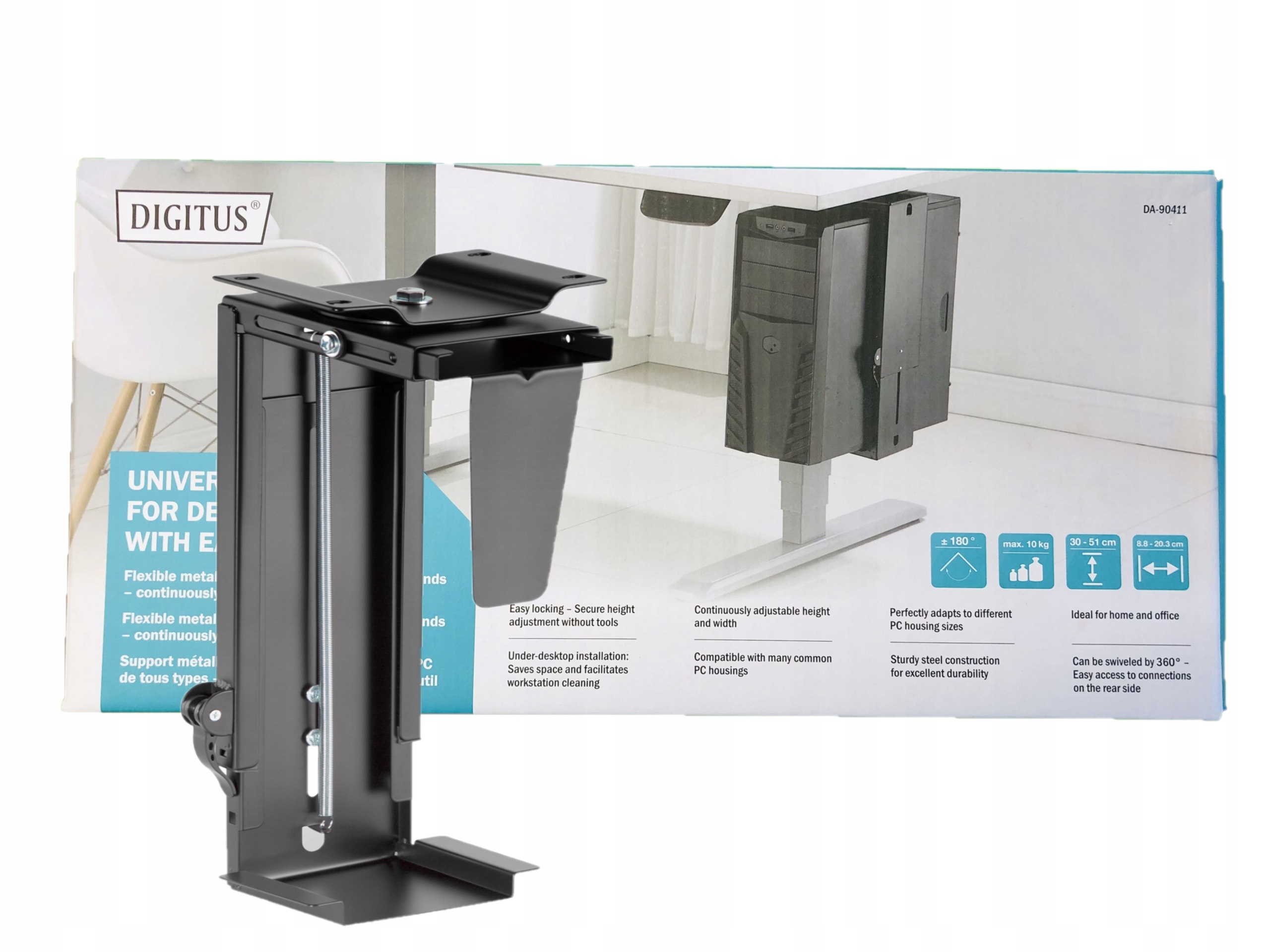 Digitus univerzální držák Pc pro montáž pod stůl Easy-Locking
