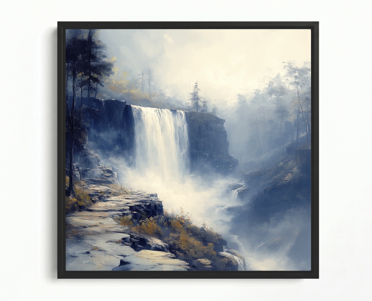 Obraz Rám Americká Krajina Hory Skály Vodopád Řeka Cesta Stezka 50x50