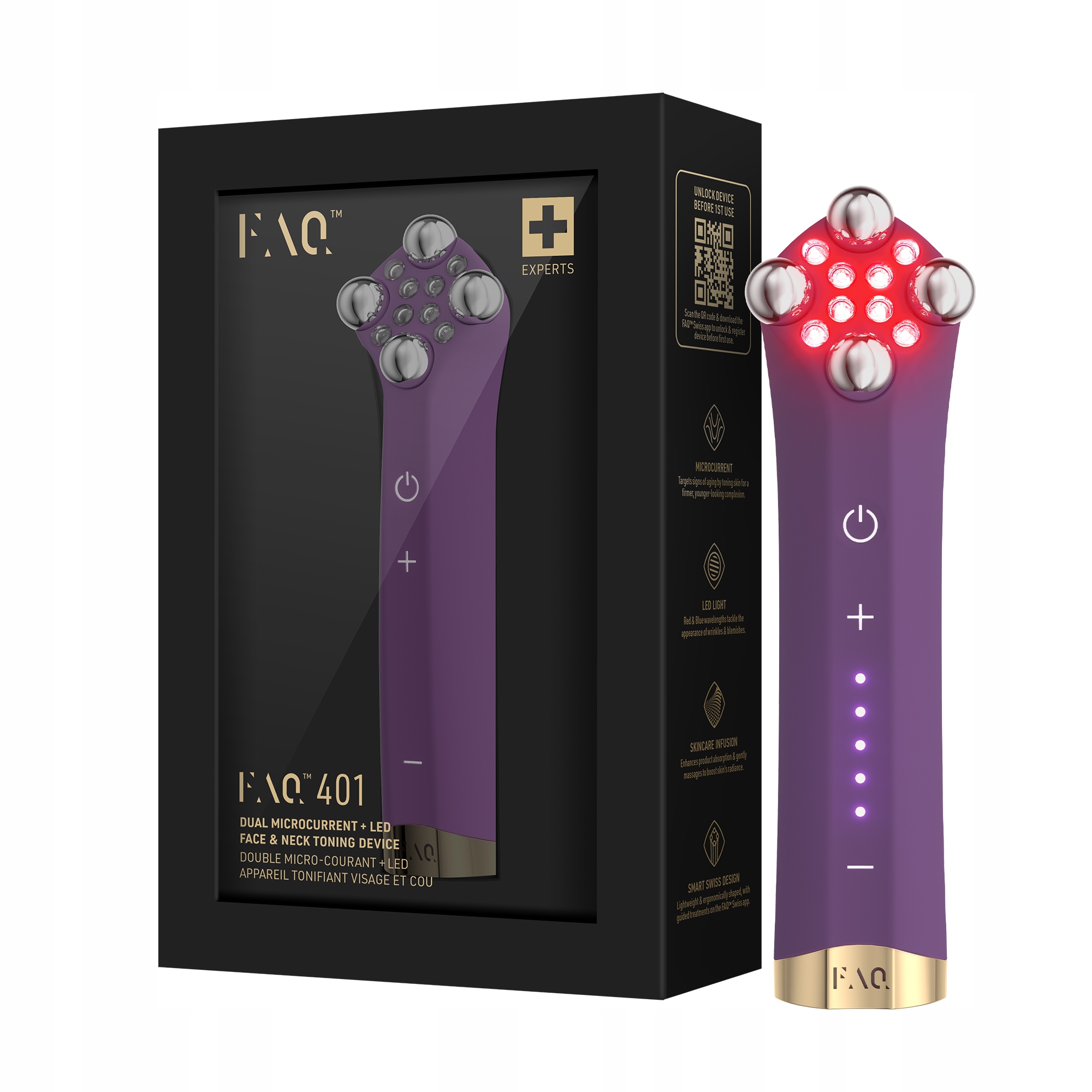 Faq 401 – Zařízení s dvojitými mikroproudy a Led světlem