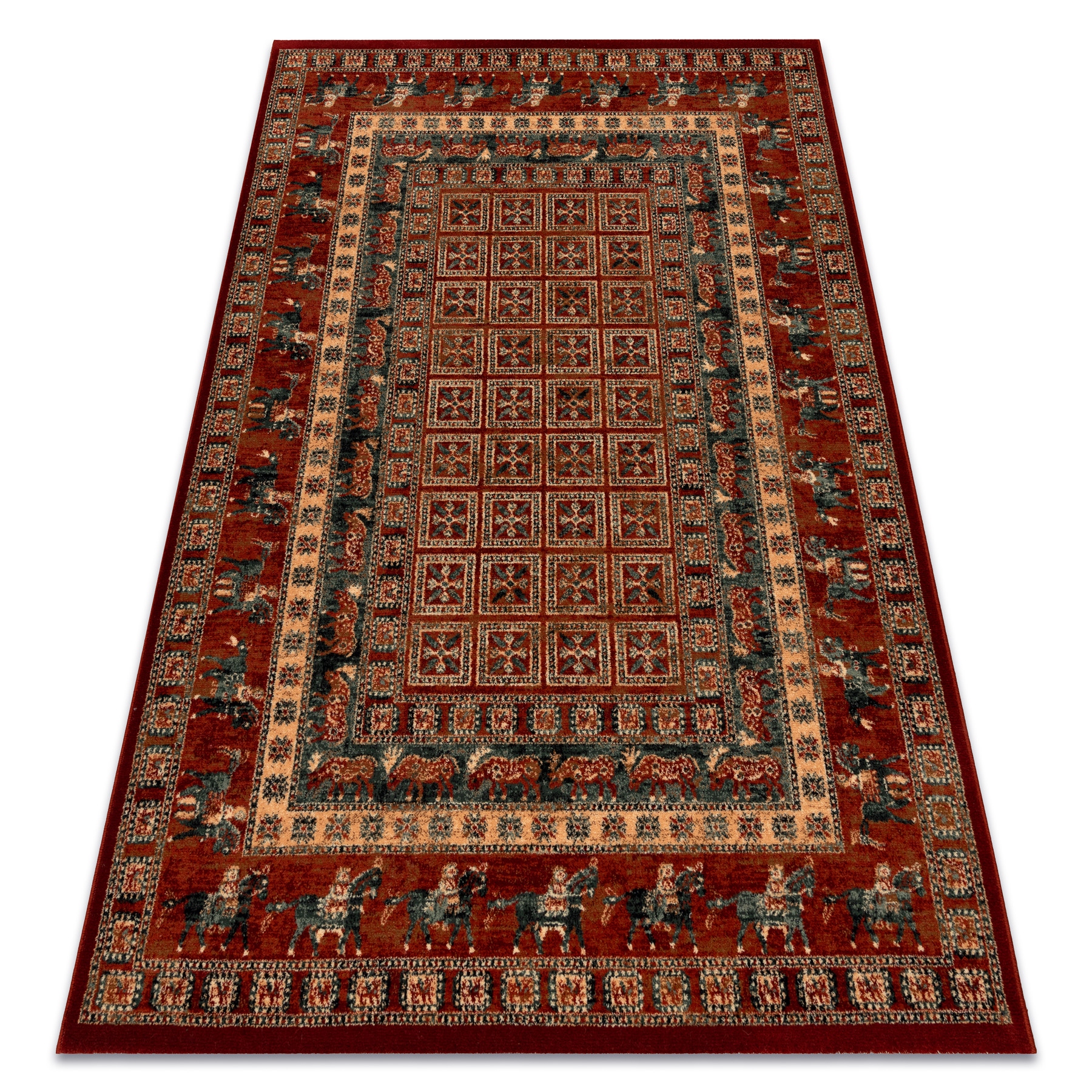 Wełniany Dywan Do Salonu Orientalny Ramka Stylowy terakota 67x275 cm