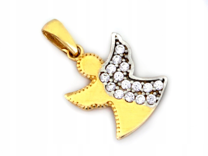 Zlatý andílek 585 přívěsek na řetízek jako dárek 14k k přijímání a křtu