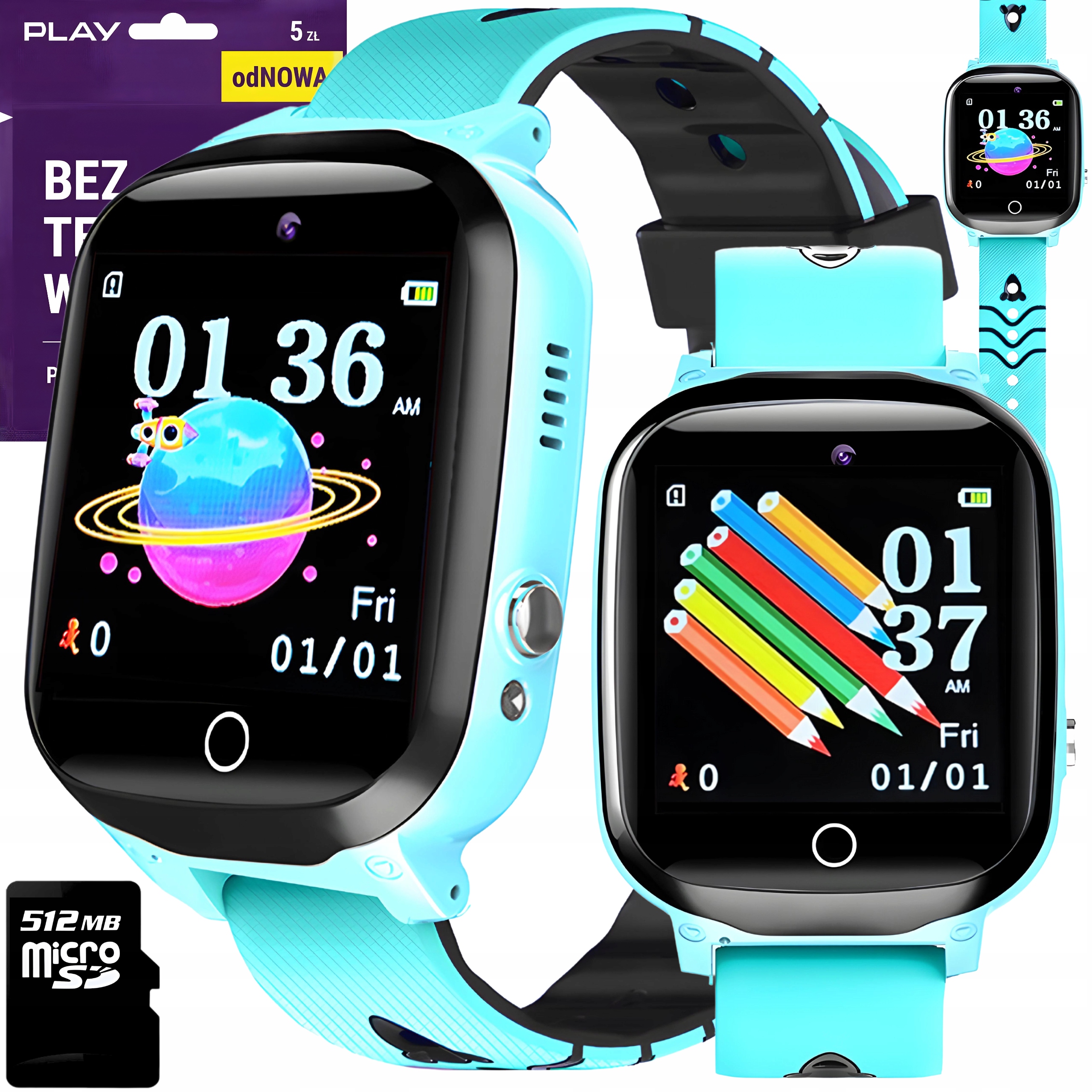 SMARTWATCH ZEGAREK DLA DZIECI KARTA SIM APARAT TELEFON GRY MUZYKA MENU PL