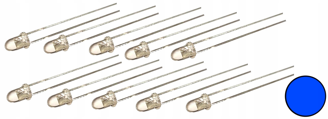 

Dioda Niebieska 3MM 12V Led Rezystor 10 Sztuk