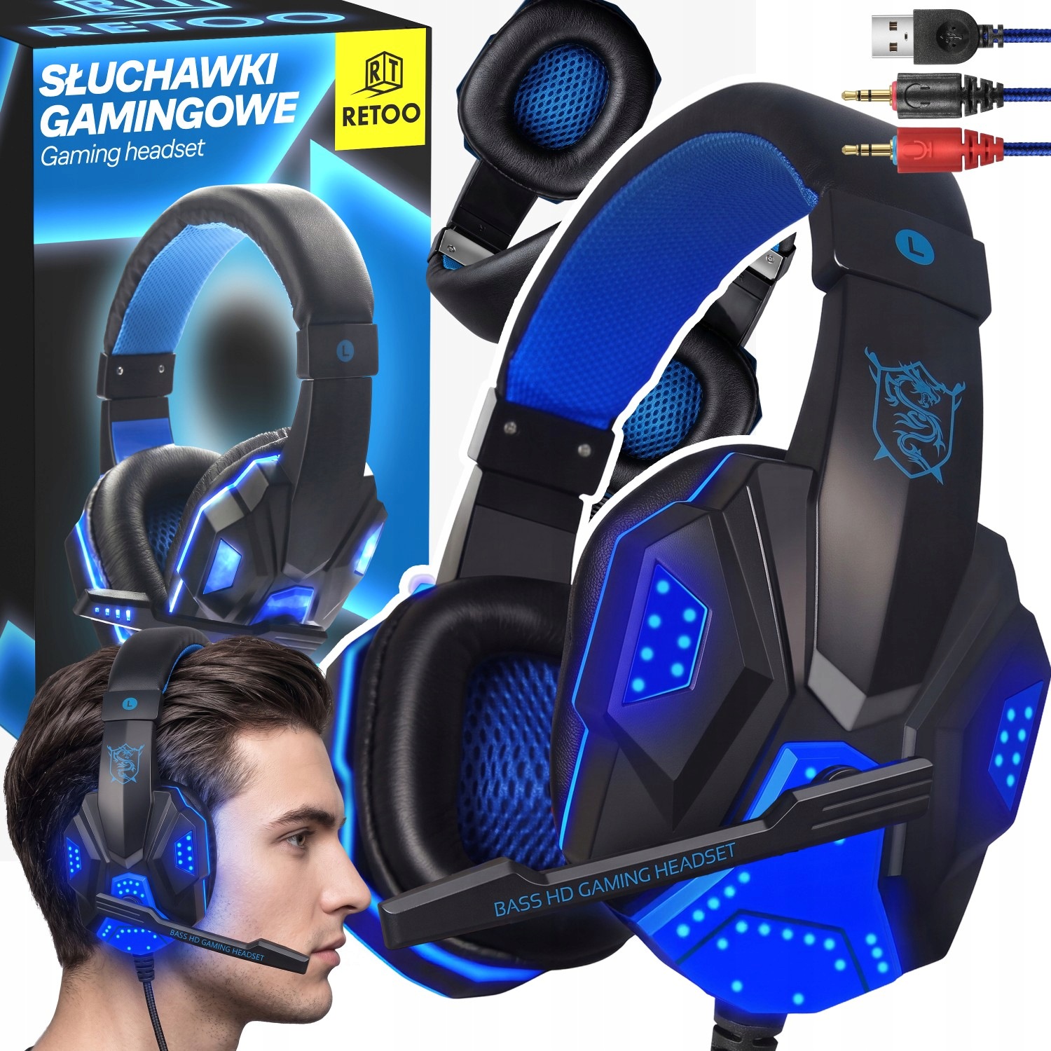 Gamer Fejhallgató Usb Rgb Gamer Mikrofonnal Pc Sztereó