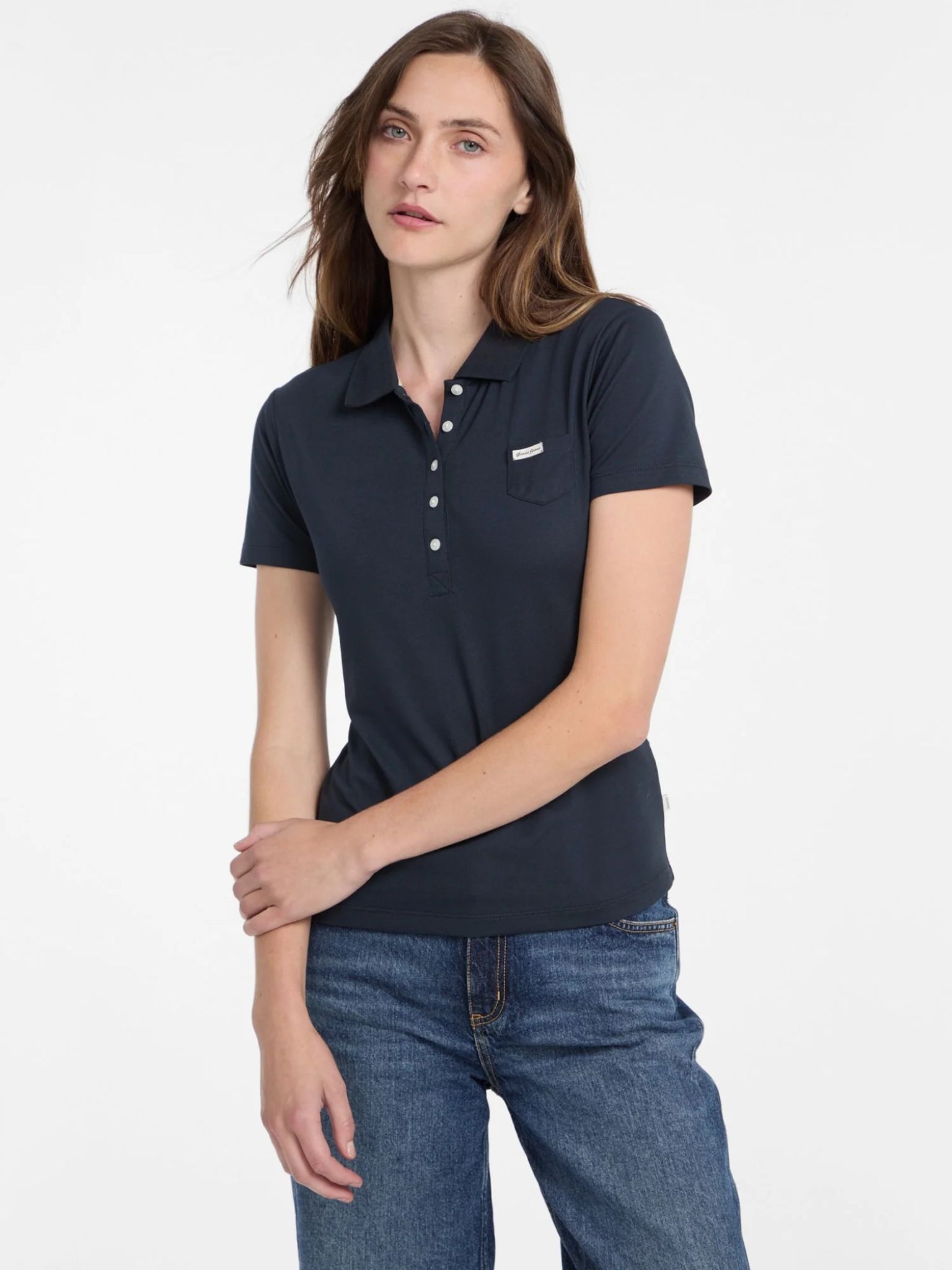 Dámská polokošile Guess Jeans W5RP47 KARS2 tmavě modrá L