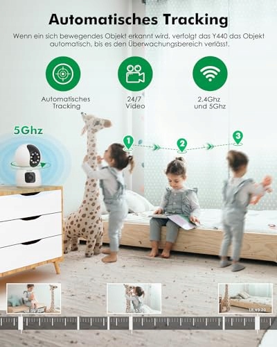 YESYAMO Kamera Wewnętrzna 4MP 360° PTZ Dualna 5Ghz WiFi Niania Audio — miniatura 5
