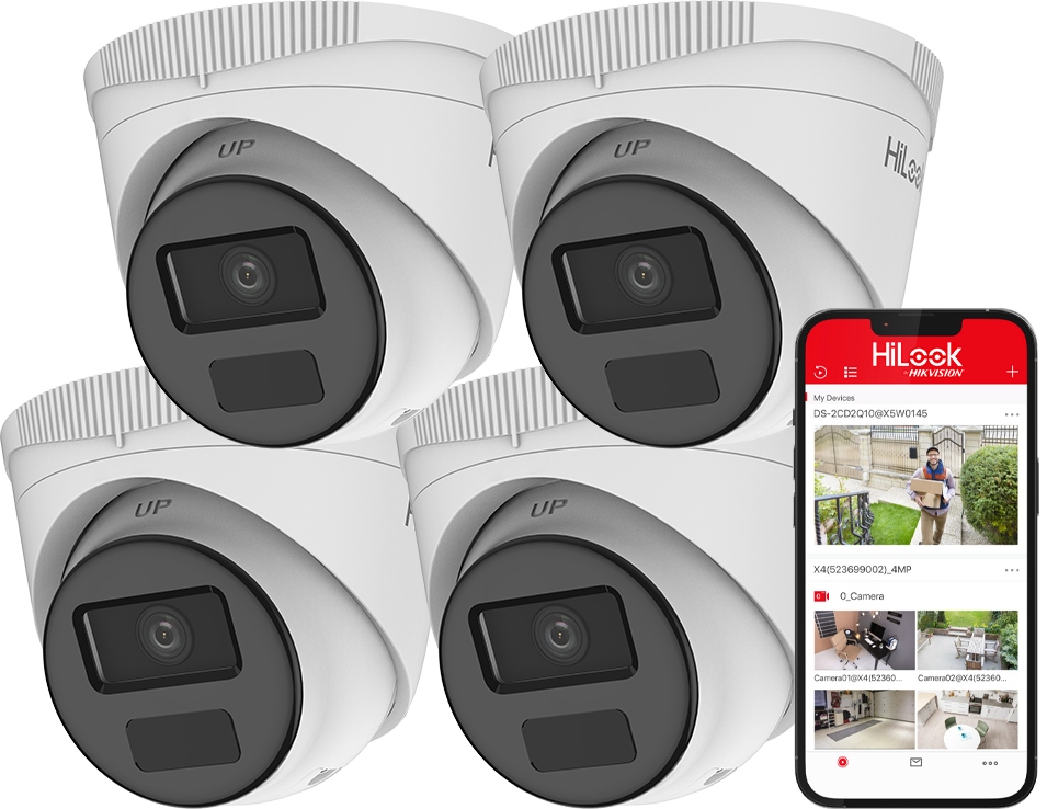 Vonkajšie Ip kamery x4 FullHD HiLook by Hikvision IPCAM-T2-P PoE IR20 m