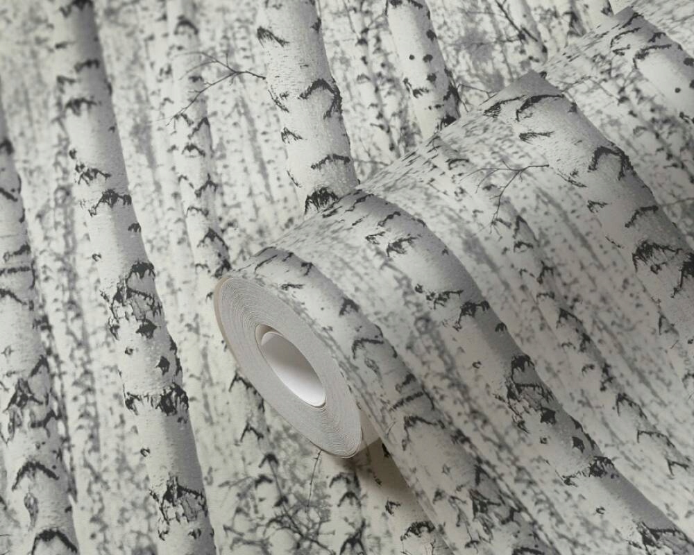 Vinylová tapeta na vlies umývateľná čierno biela brezový les 3D efekt