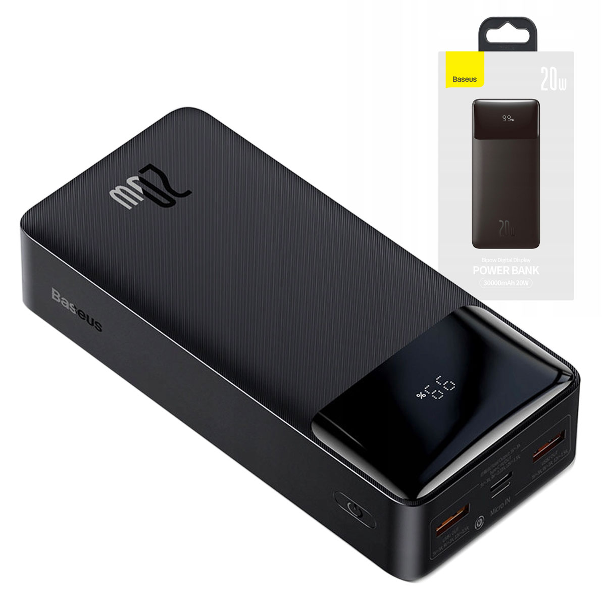 

Baseus Power Bank 30000 mAh 20W Usb Usb-c Szybki