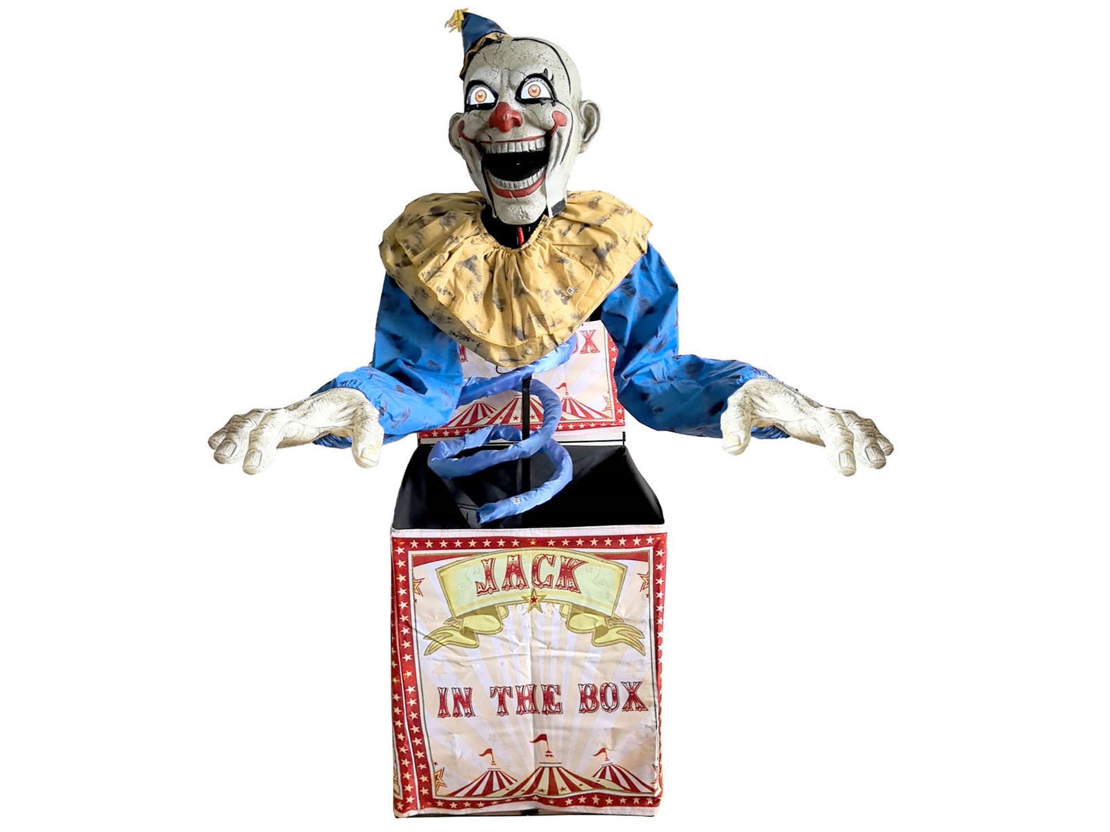 Dekorácia Klaun v krabičke Halloween Klaun 180 cm interaktívna