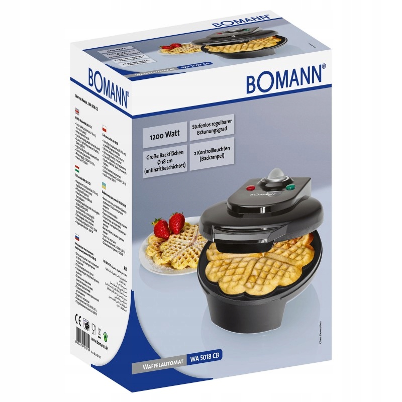 GOFROWNICA GOFRÓW CHRUPIĄCE GOFRY WAFLE 1200W Kształt gofrów serce