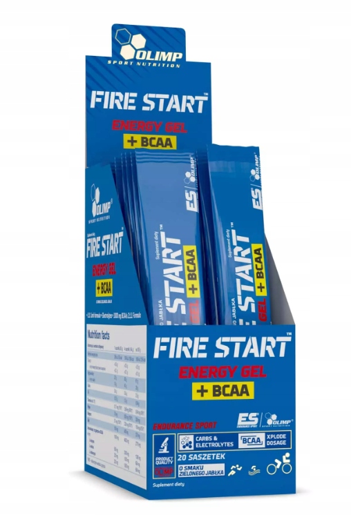 Olimp Fire Start Energy Gel Bcaa 20x 36 g Zelené jablko Energetický Gel