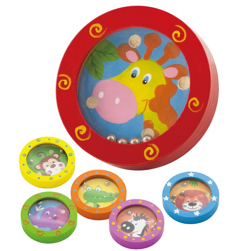 DREWNIANY LABIRYNT ZWIERZĄTKA 1 SZT. VIGA OKRĄGŁA ZABAWKA ZRĘCZNOŚCIOWA EDU