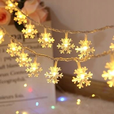 

Lampki 10 Led łańcuch płatki śniegu ciepły baterie