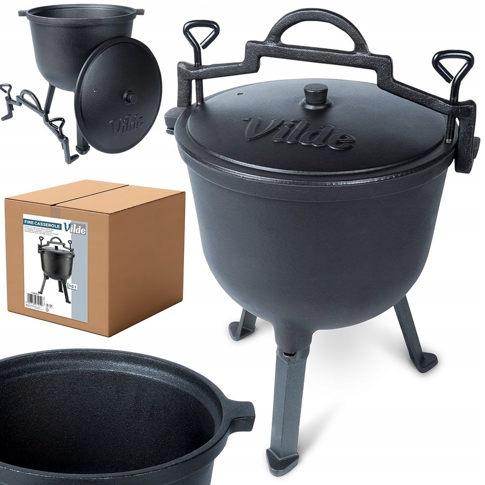 Litinový kotlík lovecký hrnec na pečeně, pražené dušené maso 10 l