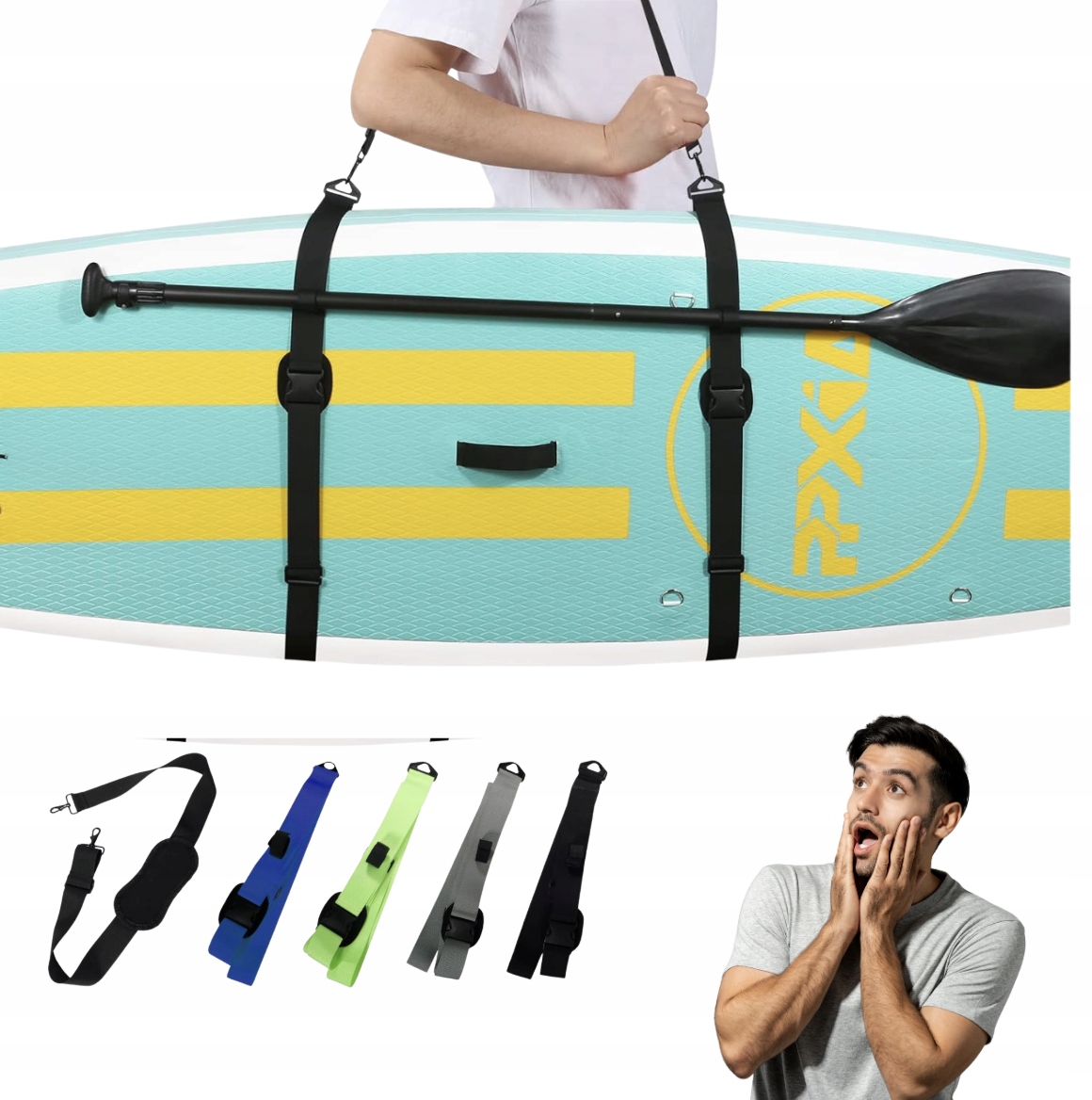 Pasek do deski Sup przenoszenia deski surfingowej kajaka czarny Ppxia