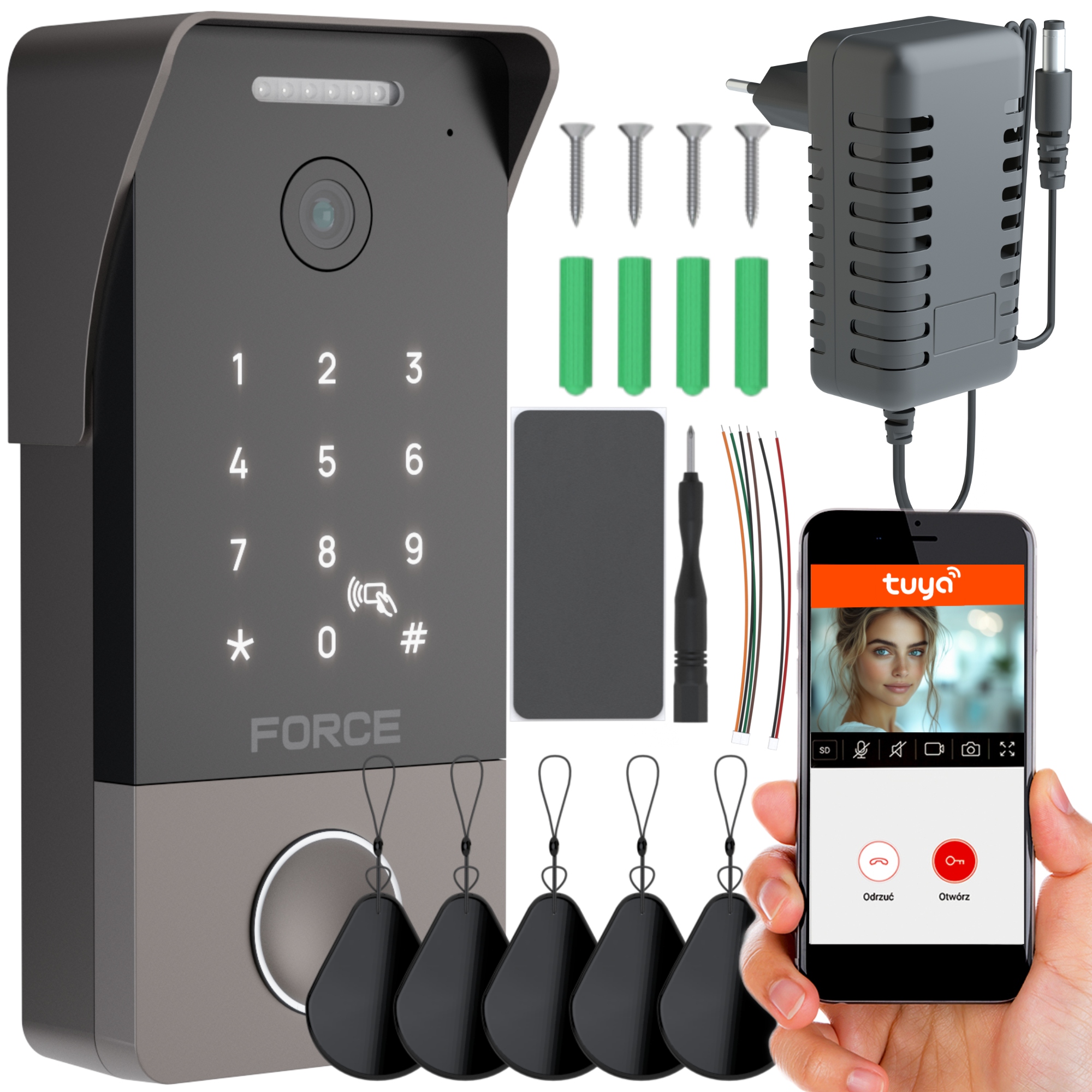 Force Db-ahd-t-rk Videovrátnik Interkom Videozvonček 2MP Ahd Rfid Tuya WiFi