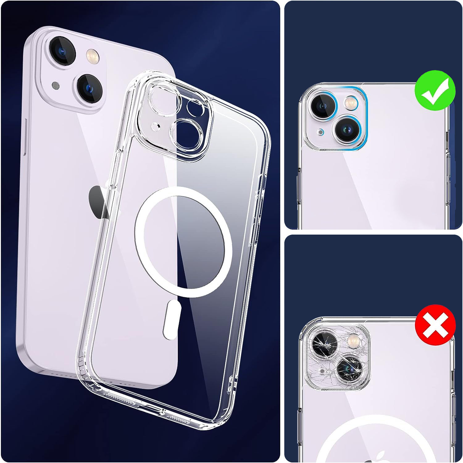 ETUI MAGNETYCZNE DO MAGSAFE DO IPHONE 13 / 14 CLEAR SHOCK CASE +SZKŁO Marka Nela-Styl