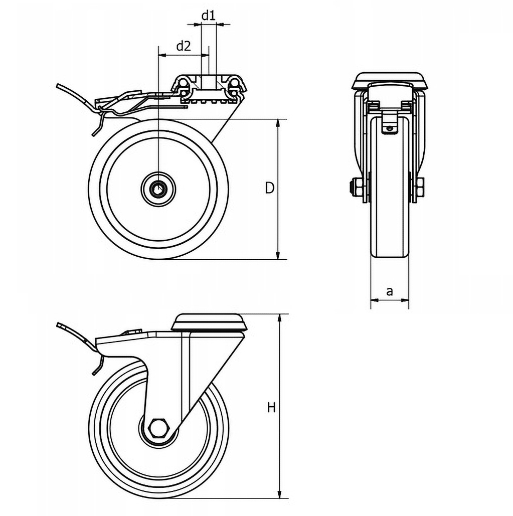 KOŁO KÓŁKO OBROTOWE HAMULEC TRANSPORTOWE PRZEMYSŁOWE NIE RYSUJE 100mm 90kg Stan opakowania oryginalne