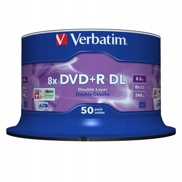 Verbatim Dvdr DL, Double Layer Matt Silver, 43758, 8,5 Gb, 8x, vřeteno,