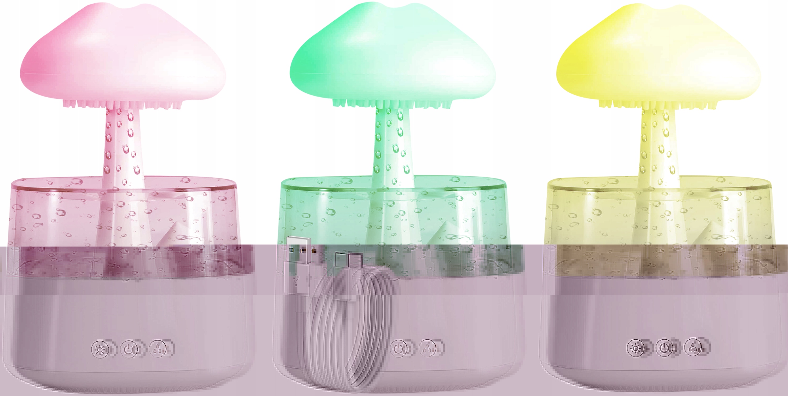 Zvlhčovač Vzduchu Vzduchu Ionizátor Aromaterapie Noční Lampa Dešťová