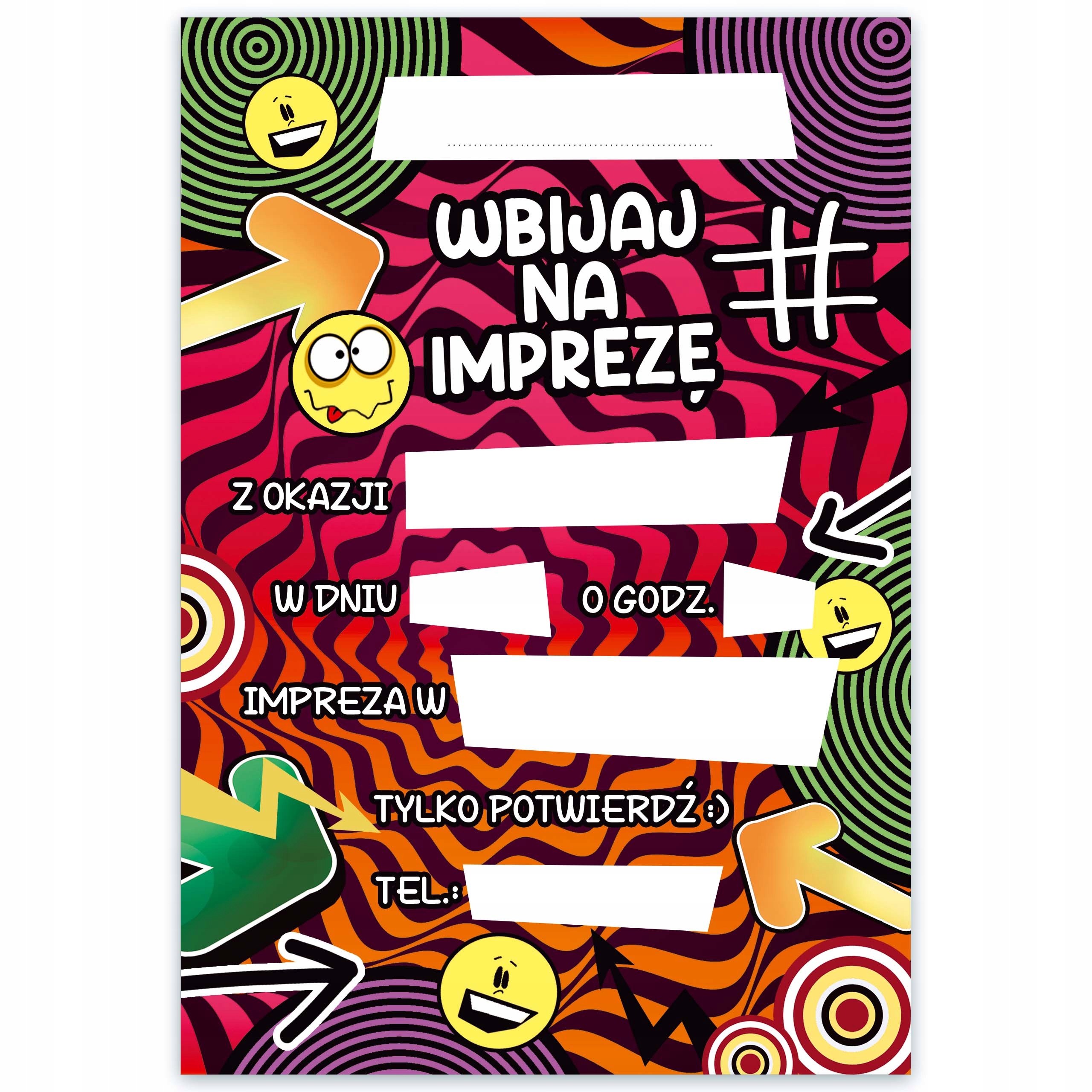 Zaproszenia dla Dzieci Hasztag Urodzinowe Wbijaj na Impre WB_07 Marka inna