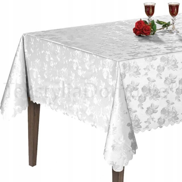 Cerata tlustý bílý ubrus elegantní růže Pvc voděodolný 140x500