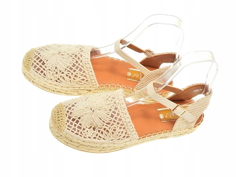 Płaskie Espadryle Ażurowe Beige r.39 Kolor beżowy