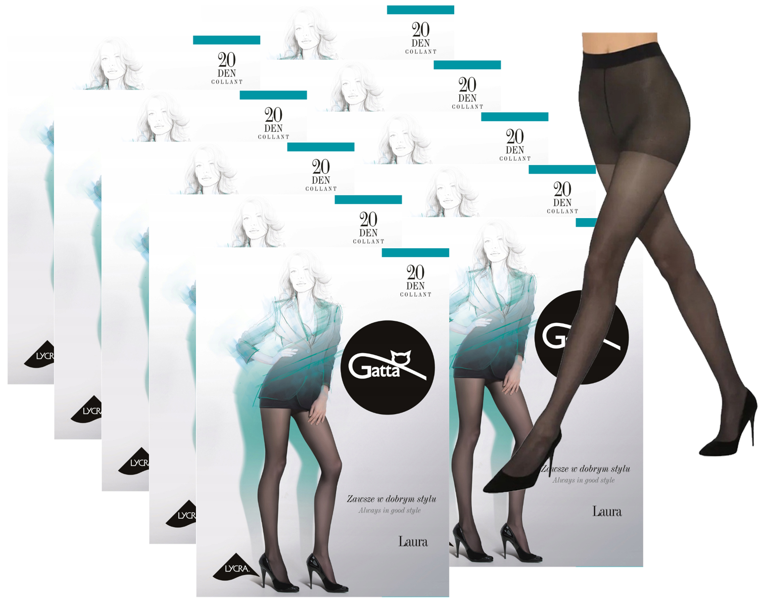 10 X Punčocháče Gatta Laura 20 Den 5-XL Fumo