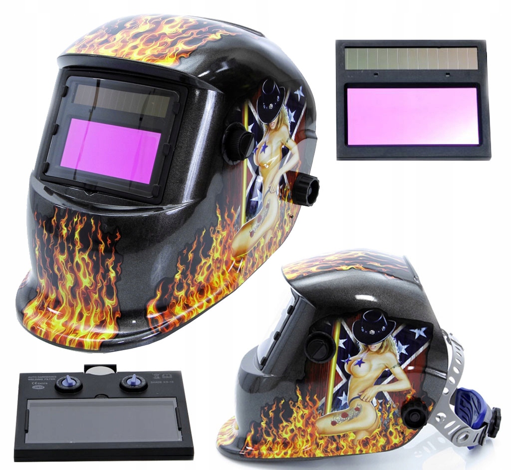 PRZYŁBICA AUTO MASKA DO SPAWANIA OGIEŃ KOBIETA