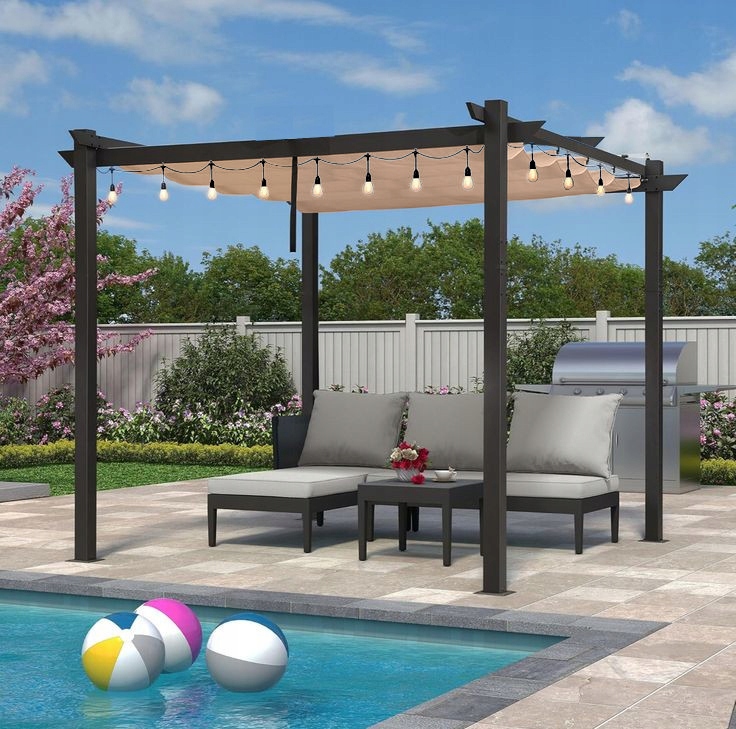 Pergola ogrodowa 3x3 tarasowa metalowa altana zadaszenie szara dach beżowy
