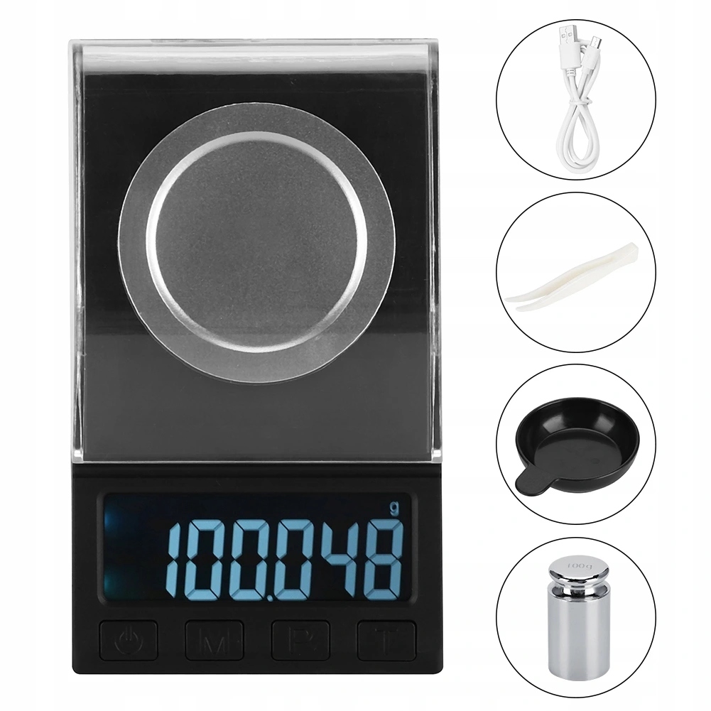 Elektronická Laboratorní Váha 100G 0,001G LCD