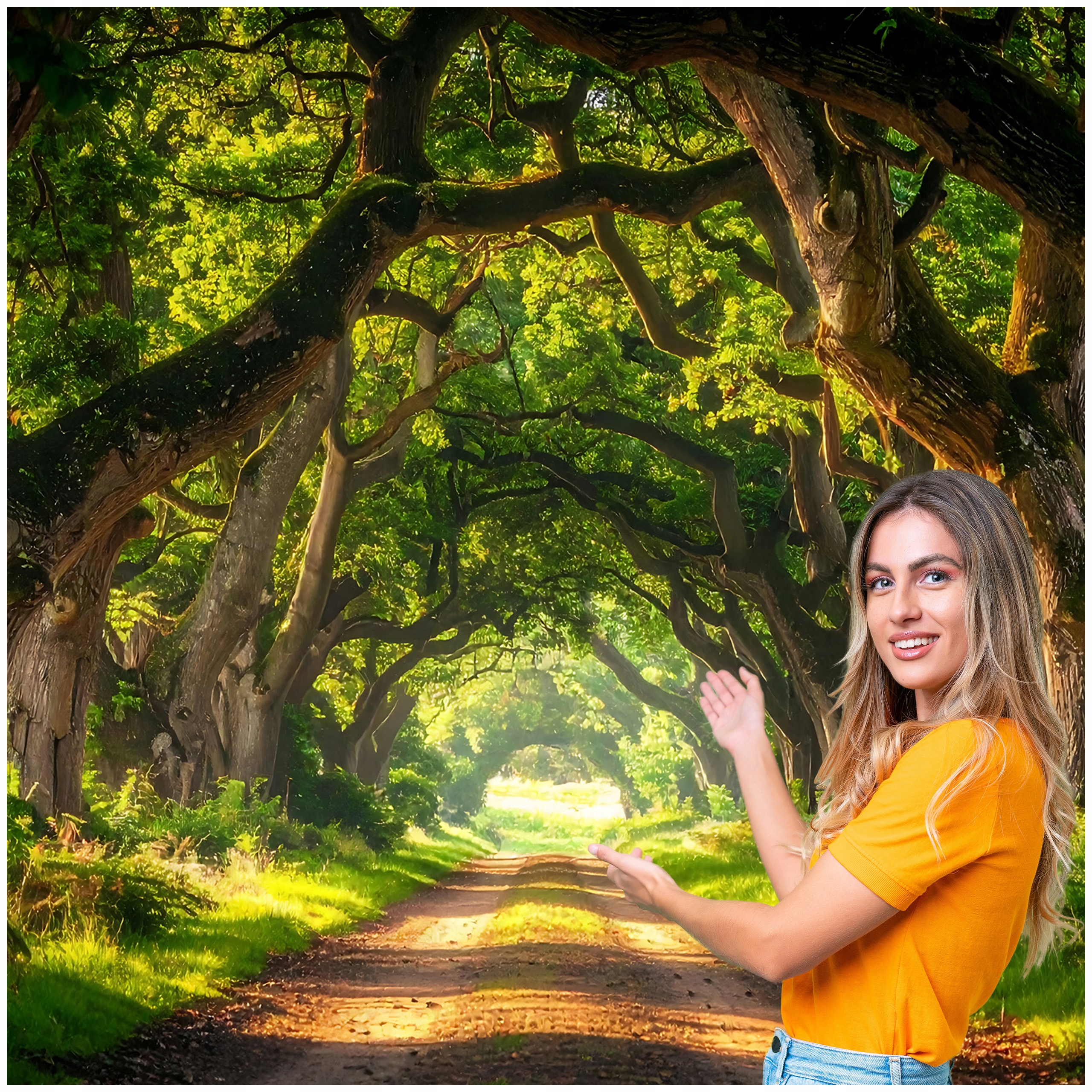 Fototapeta 3D Tunel Chodba Stromy Cesta 588x260 TUN31F