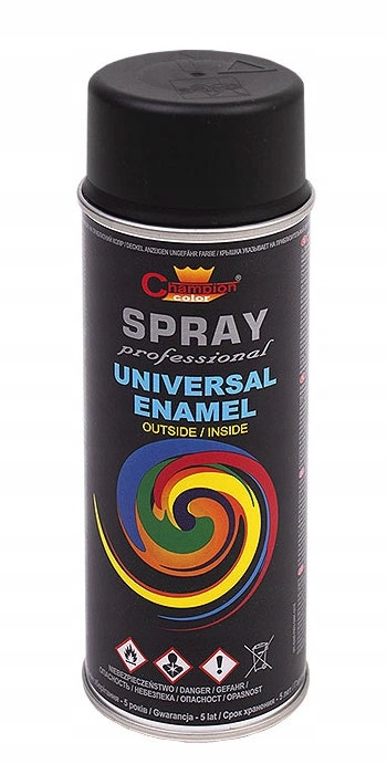 SPRAY SPREJ CZARNY MAT RAL 9011 CHAMPION SZYBKOSCHNĄCY FARBA EMALIA 400ML
