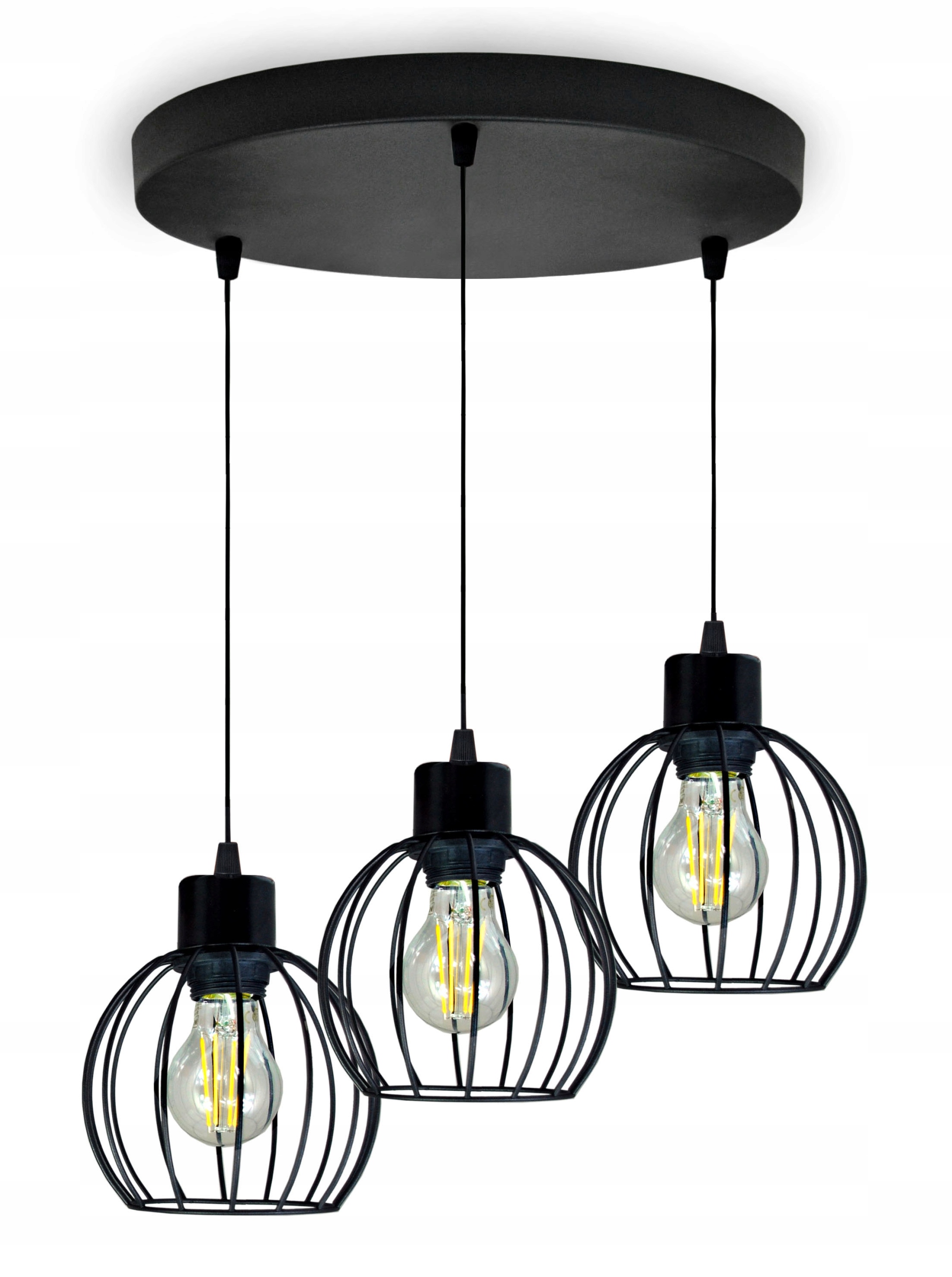

Lampa wisząca sufitowa Żyrandol Zwis 3x drut Kula