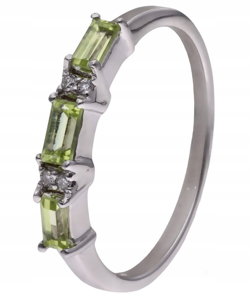 Prstýnek Ag 925 peridot a diamant CVD-3151-R-PE vel.20