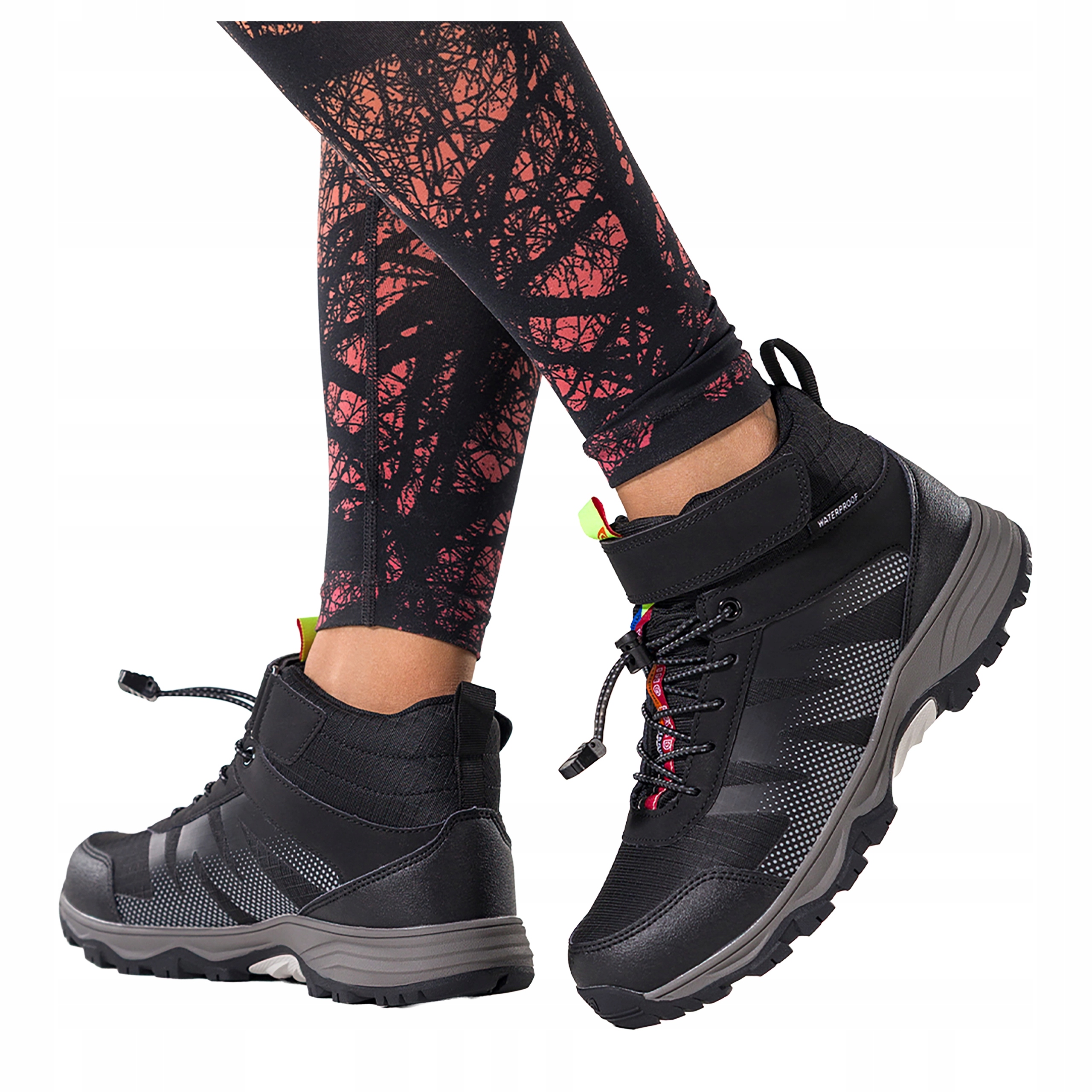 Černé Trekingové Boty Dámské Sportovní Pásek Na Suchý Zip Šněrovací vel. 37