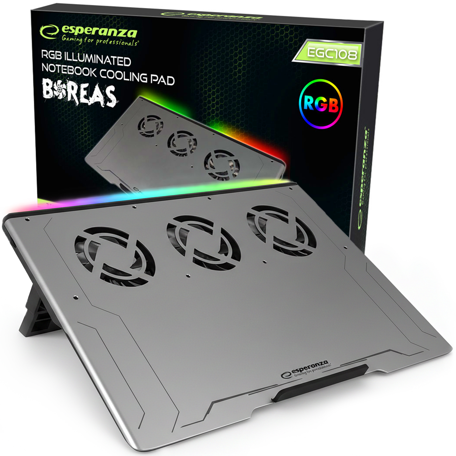 Podkładka Chłodząca pod Laptopa 15 17 19 cali Duża Aluminiowa 3 Wentylatory