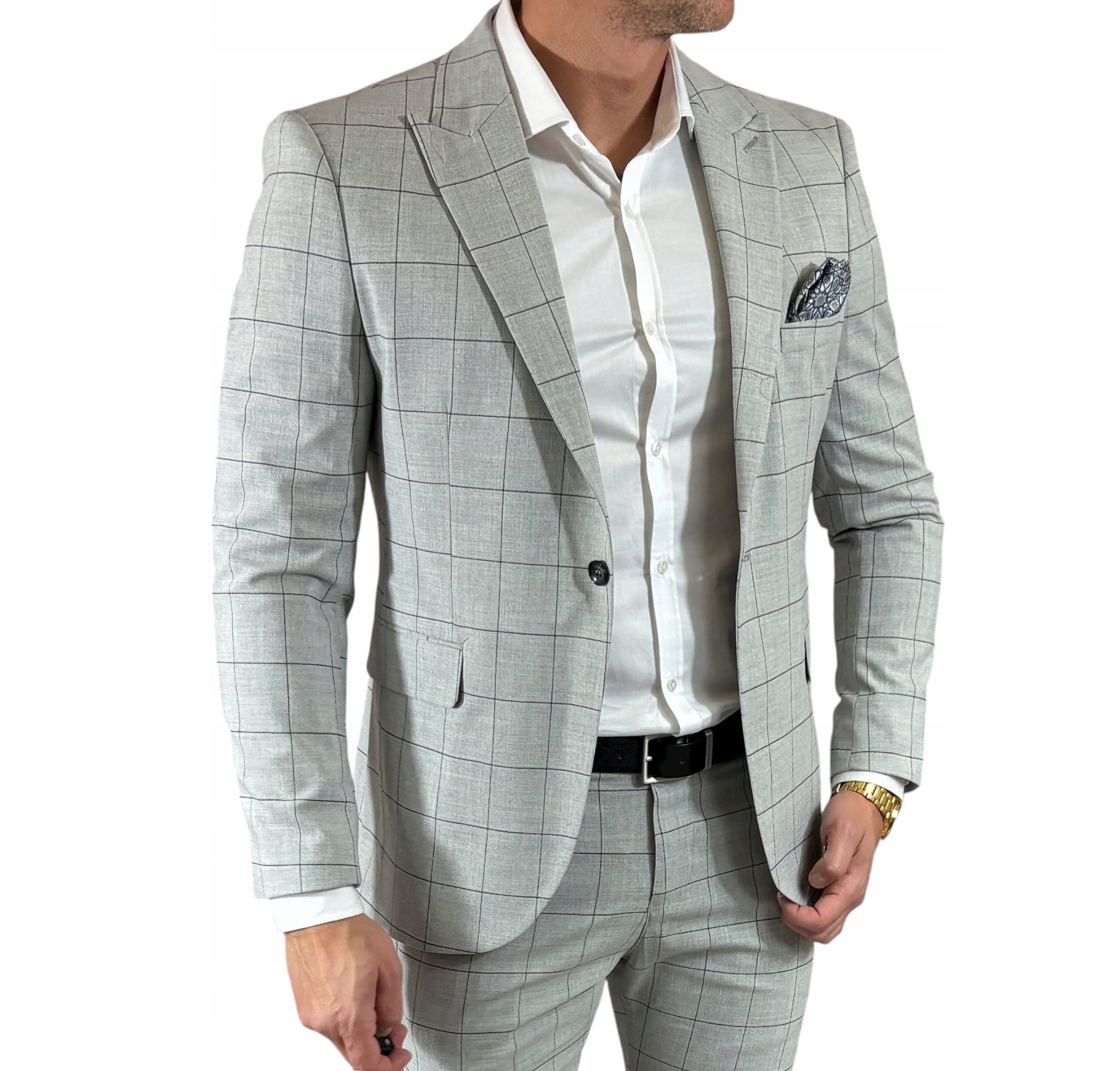 Sako vypasované šedé kostkované sako DJM02 52