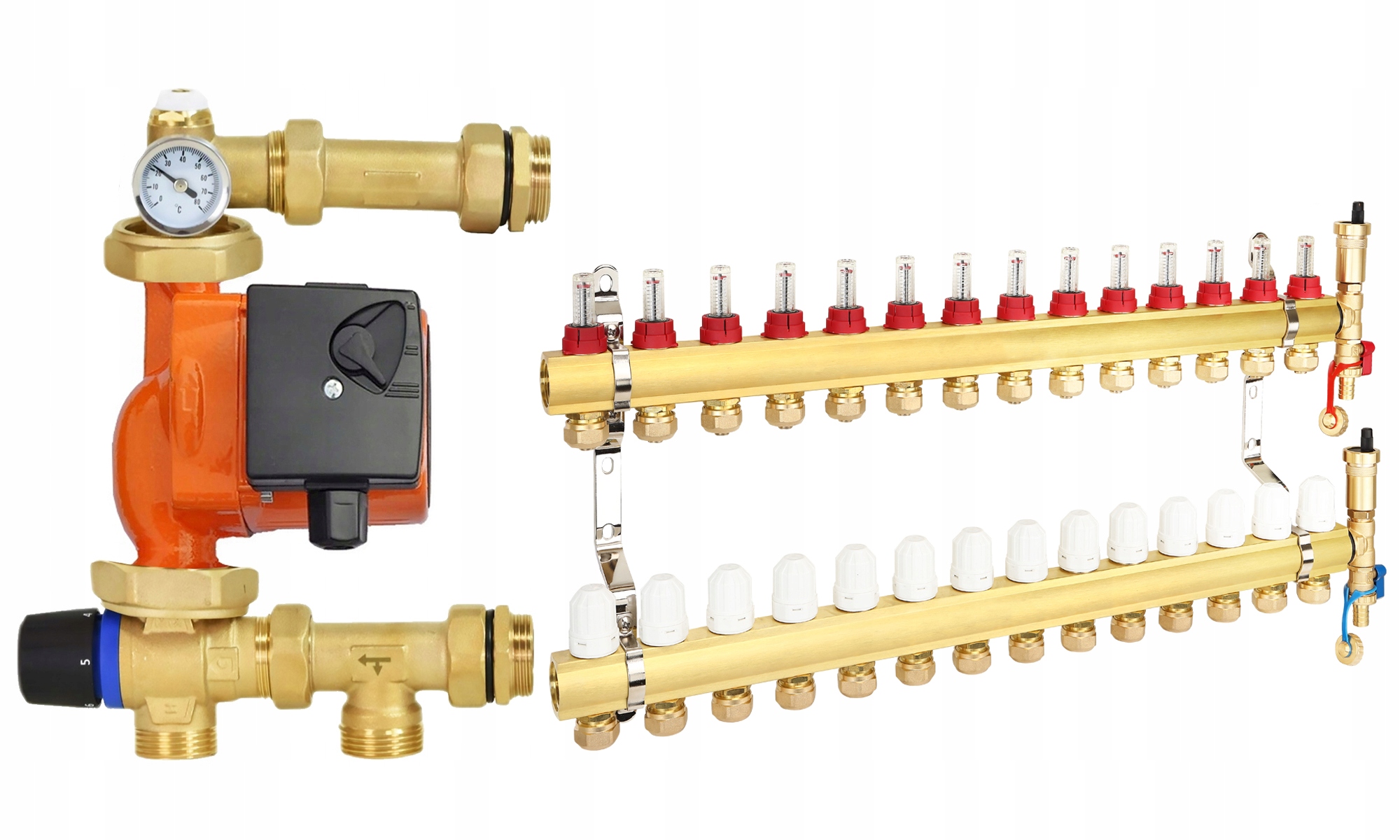 Rozdělovač 14 Okruhů Podlahového Vytápění Pro Podlahovku, Čerpací Skupina