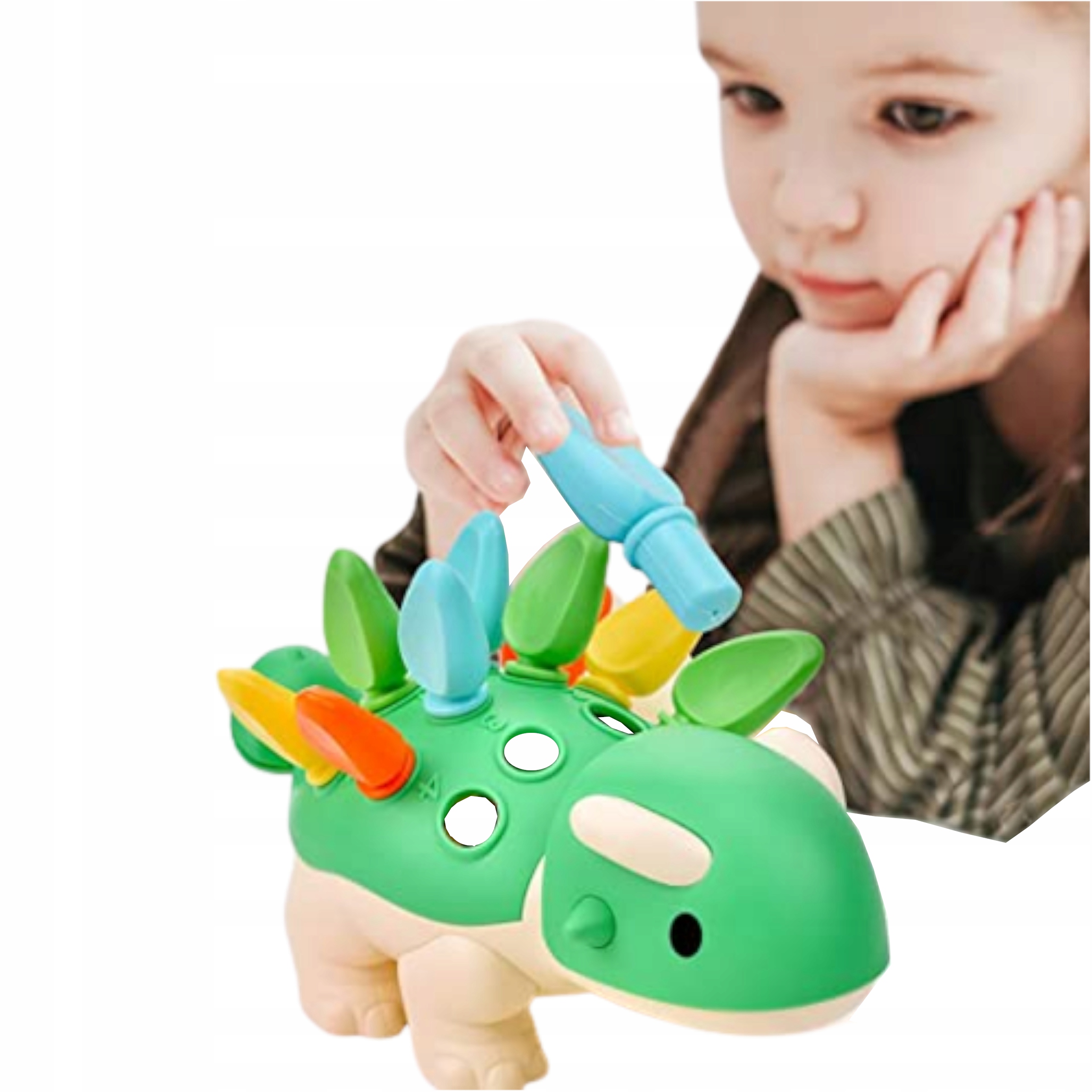 Sorter układanka dinozaur Montessori kolory S2055A Wysokość produktu 11 cm