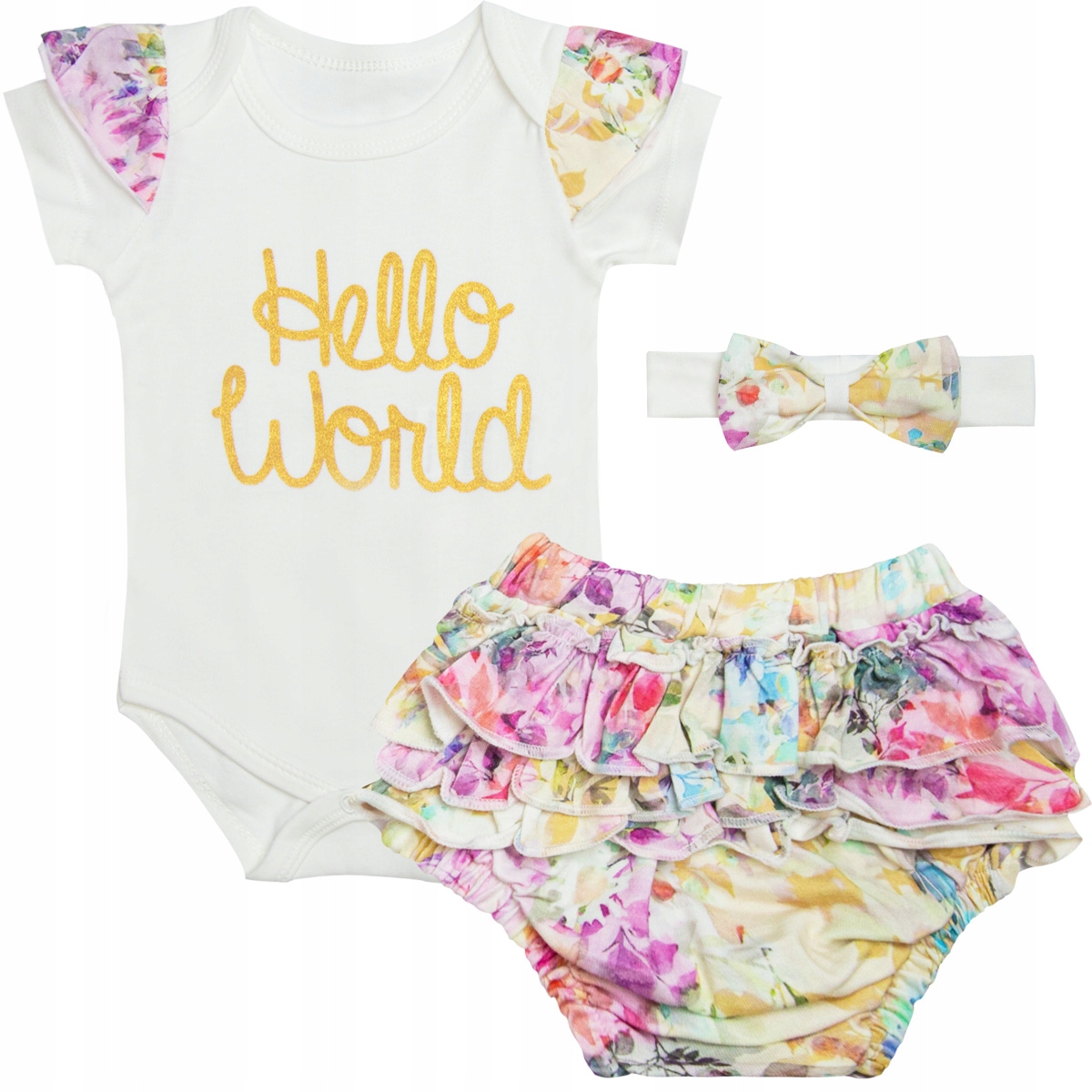 

Komplet Dla Dziewczynki body bloomersy opaska 80