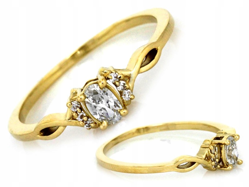 Zlatý prstýnek 585 s lesklými zirkony 1,68g velikost 13 jako dárek