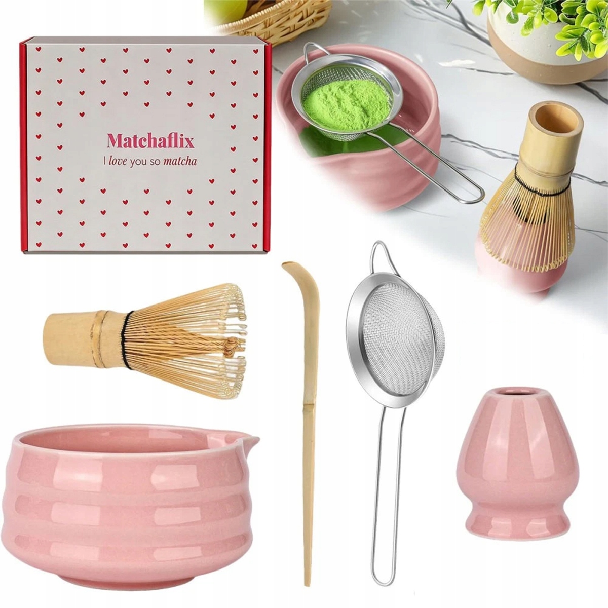 Bambusový Set Na Výrobu Matchy Šlehací Metla Lžíce Prosévač Matcha